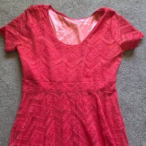 Coral/bright pink Jessica simpson hanky hem maternity dress